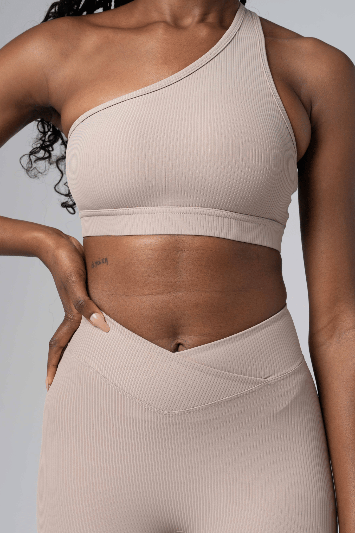 One Shoulder Sports Bra - Nude