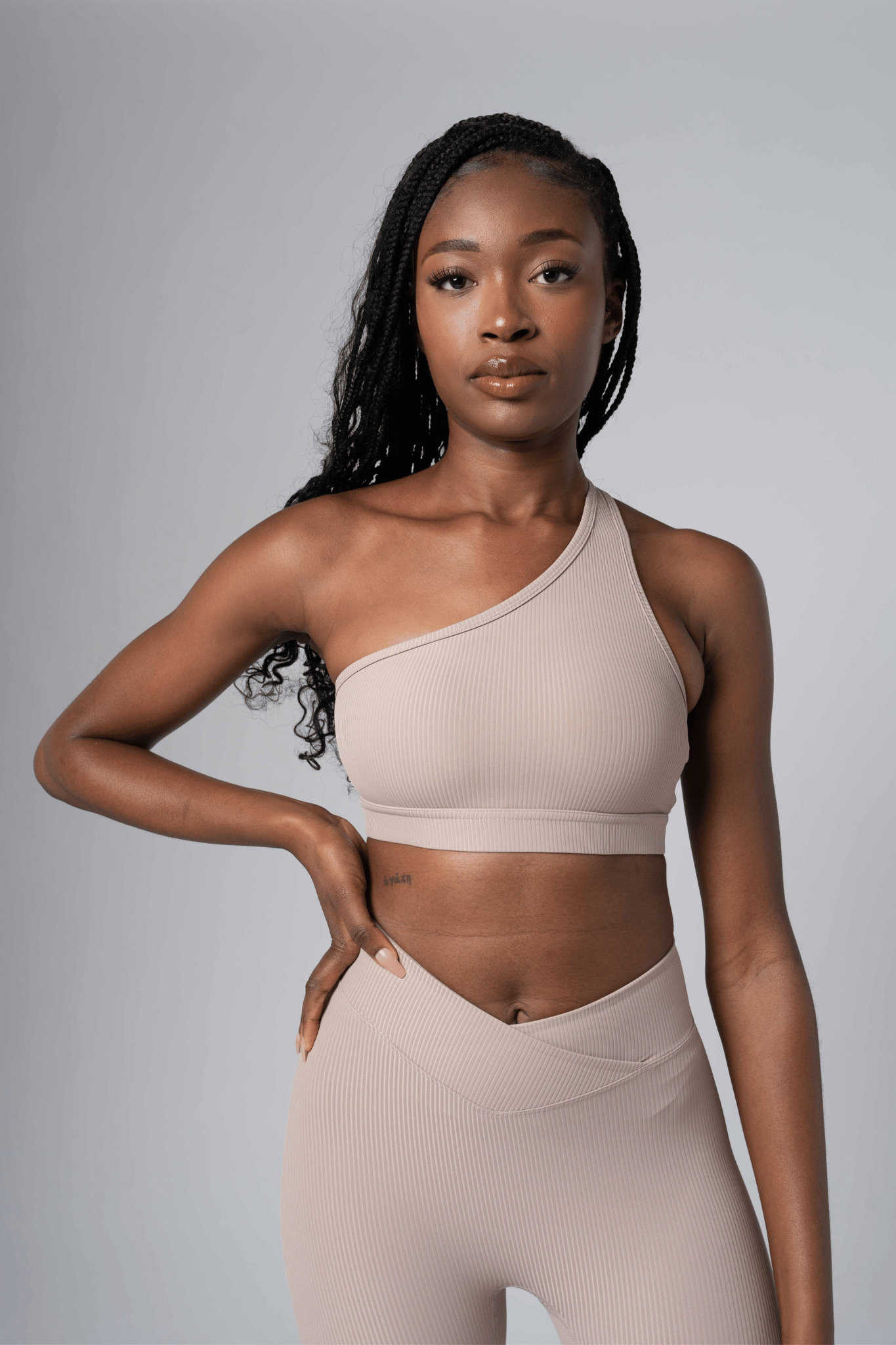 One Shoulder Sports Bra - Nude