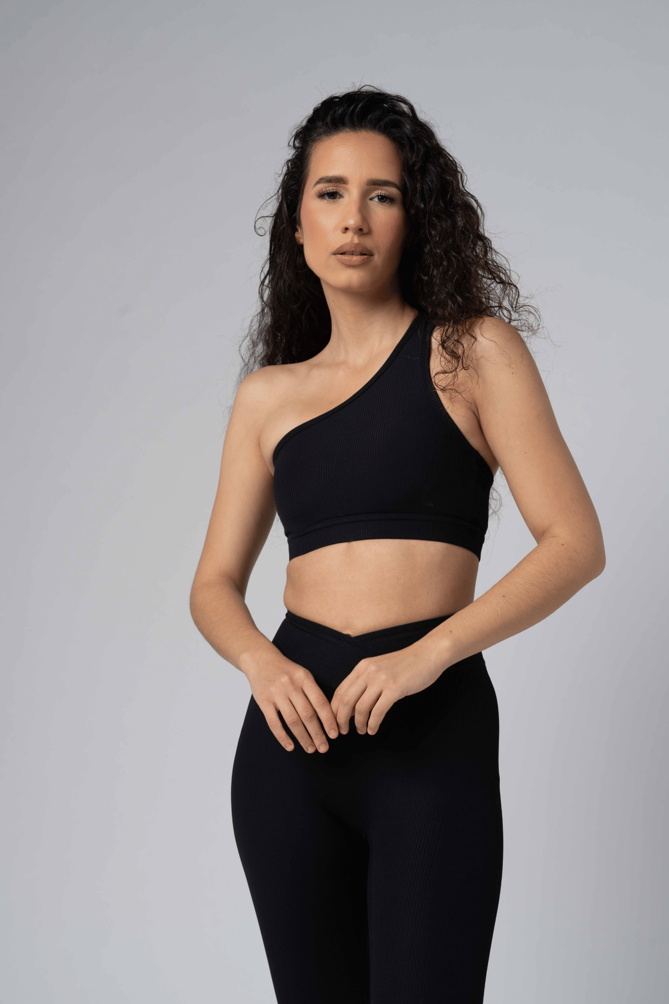 One Shoulder Sports Bra - Onyx