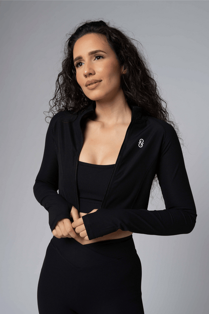Cropped Zip Up Jacket - Onyx